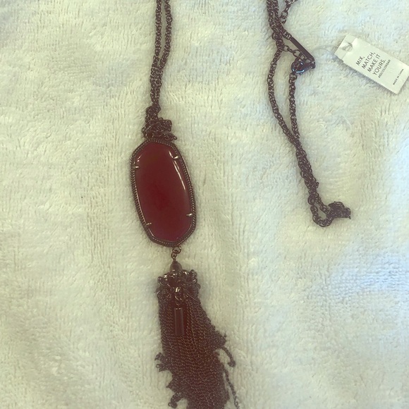 Kendra Scott Jewelry - NEW Kendra Scott Gunmetal Necklace w/Maroon Jade